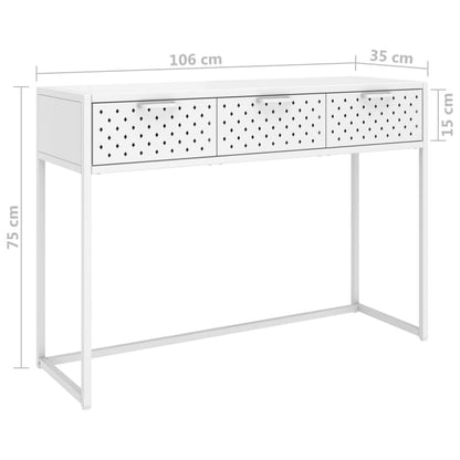 Mesa consola 106x35x75 cm aço branco