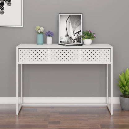 Mesa consola 106x35x75 cm aço branco