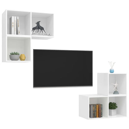 4 pcs conjunto de móveis de TV contraplacado branco