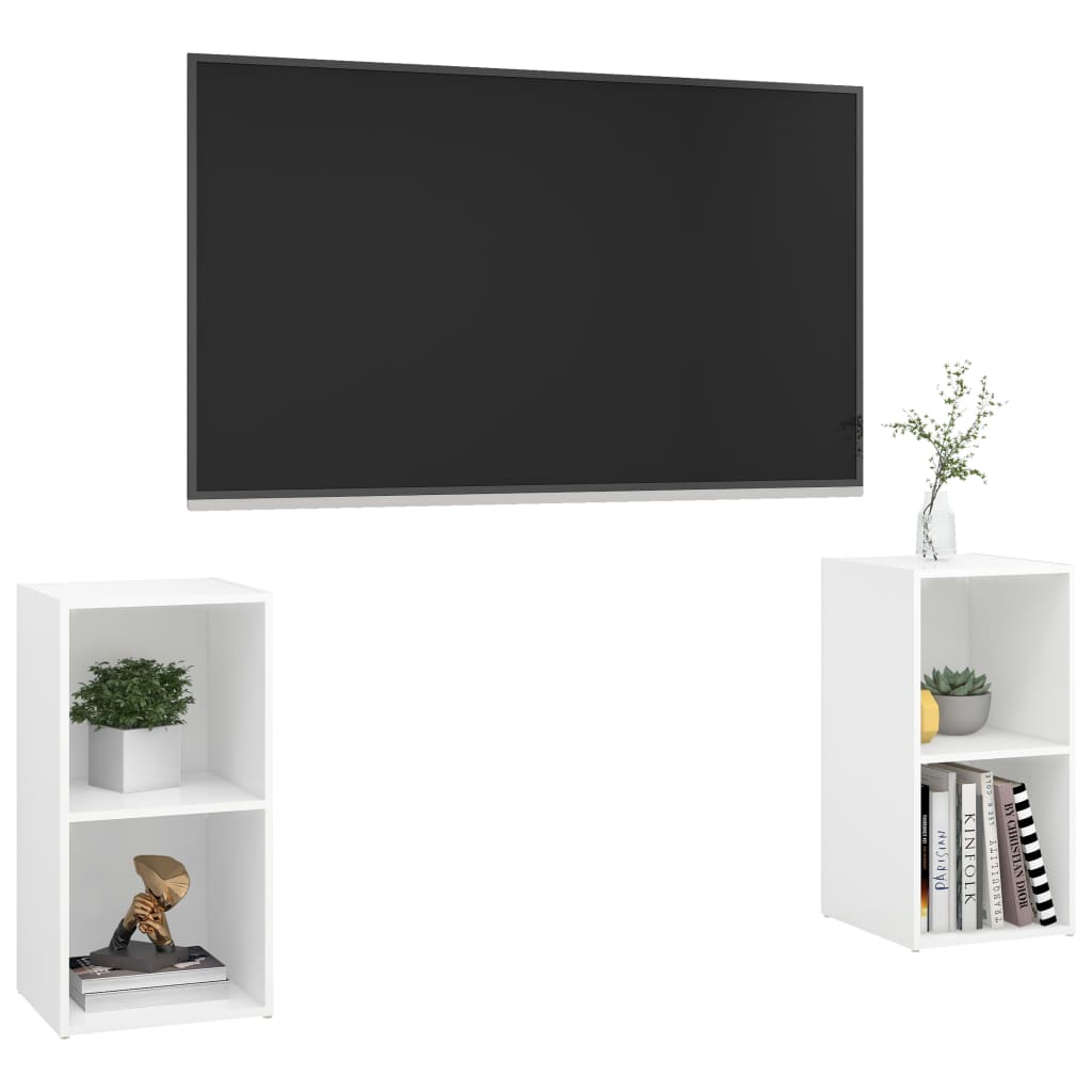 Móveis de TV 2 pcs 72x35x36,5 cm contraplacado branco