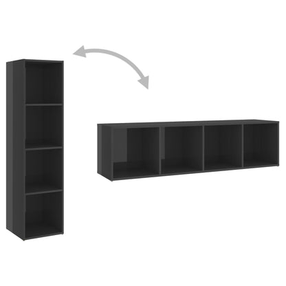 Móveis de TV 2 pcs 142,5x35x36,5 cm contrapl. cinza brilhante