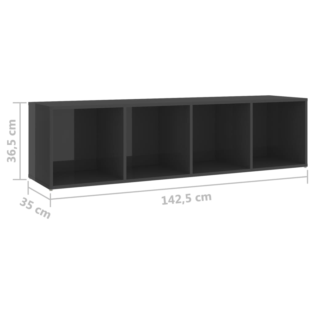 Móveis de TV 2 pcs 142,5x35x36,5 cm contrapl. cinza brilhante