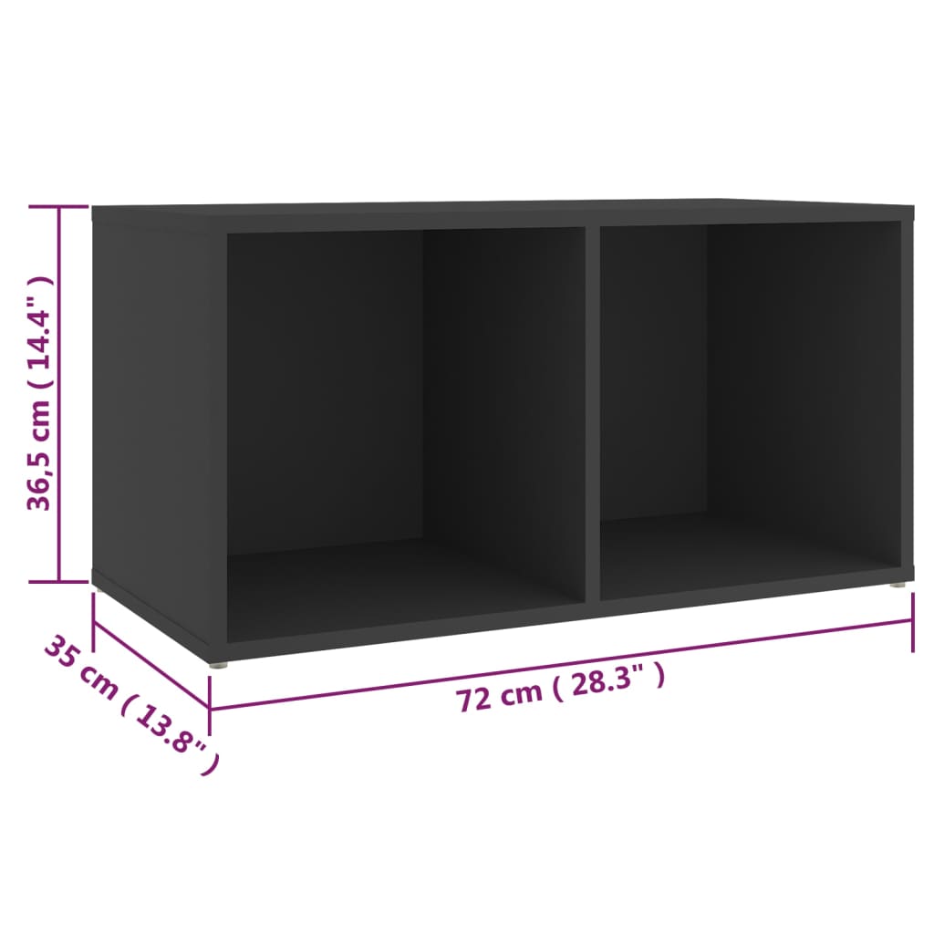 Móveis de TV 2 pcs 72x35x36,5 cm contraplacado cinzento