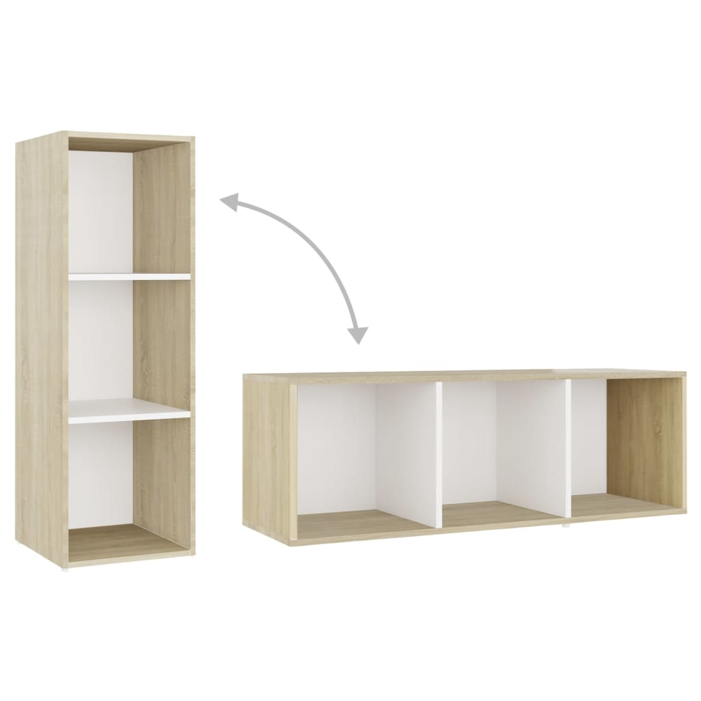 Móveis de TV 3pcs 107x35x37cm contrapl. branco/carvalho sonoma