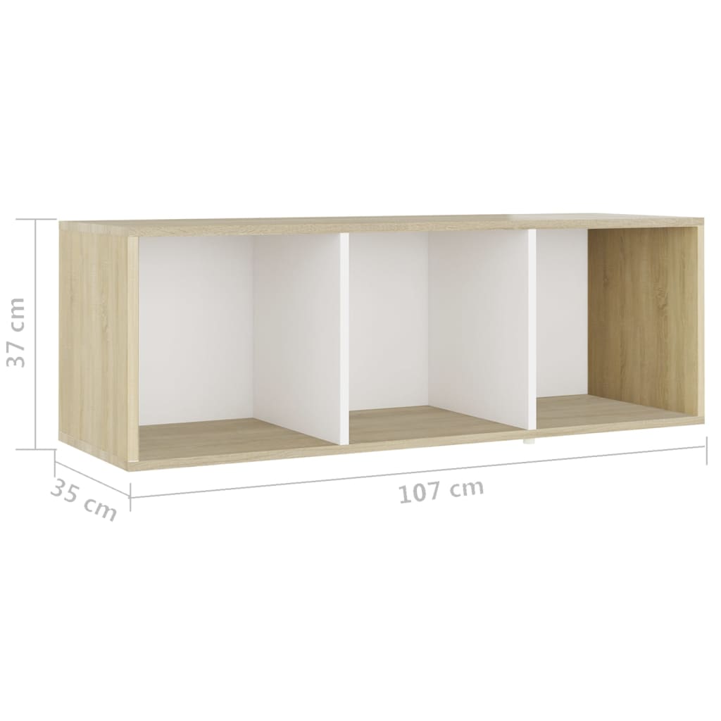 Móveis de TV 3pcs 107x35x37cm contrapl. branco/carvalho sonoma