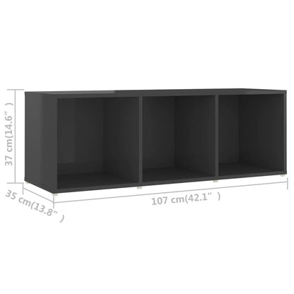 Móveis de TV 3 pcs 107x35x37 cm contraplacado cinza brilhante