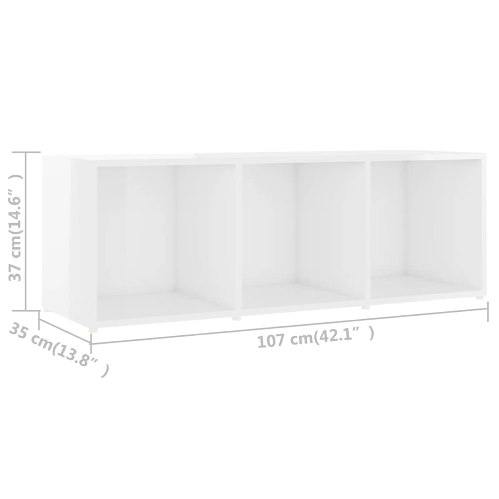 Móveis de TV 4 pcs 107x35x37 cm contraplacado branco brilhante