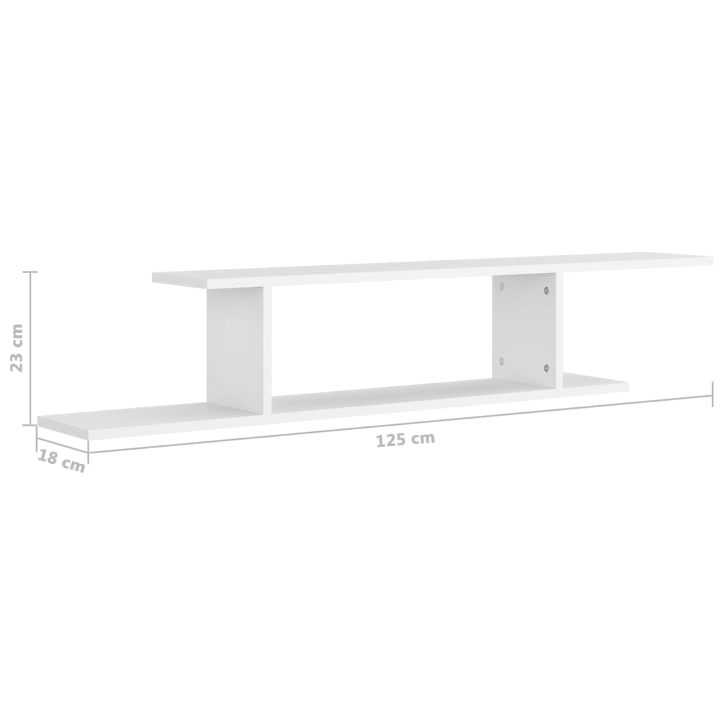 Estante de parede para TV 125x18x23 cm contraplacado branco