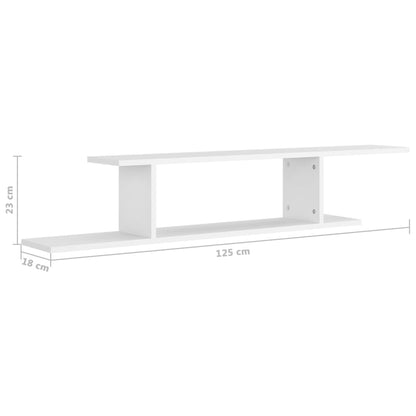 Estante de parede para TV 125x18x23 cm contraplacado branco