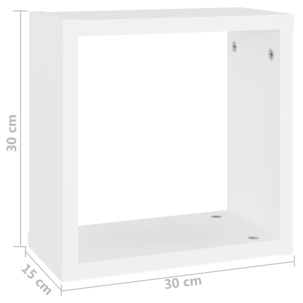 Prateleiras de parede em forma de cubo 2 pcs 30x15x30cm branco