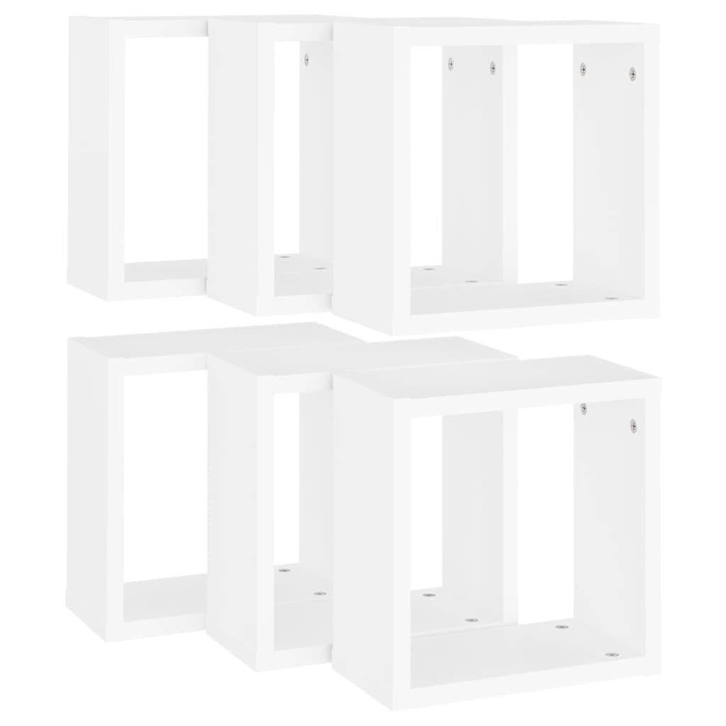 Prateleiras de parede em forma de cubo 6 pcs 30x15x30cm branco