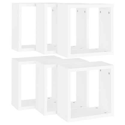 Prateleiras de parede em forma de cubo 6 pcs 30x15x30cm branco