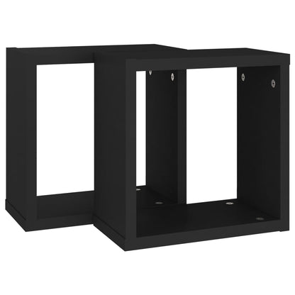 Prateleiras de parede em forma de cubo 2 pcs 30x15x30 cm preto