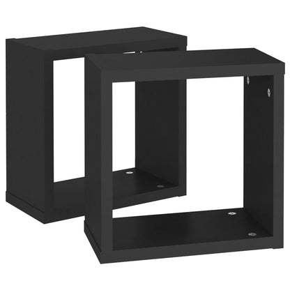 Prateleiras de parede em forma de cubo 2 pcs 30x15x30 cm preto