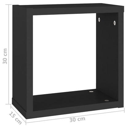 Prateleiras de parede em forma de cubo 2 pcs 30x15x30 cm preto