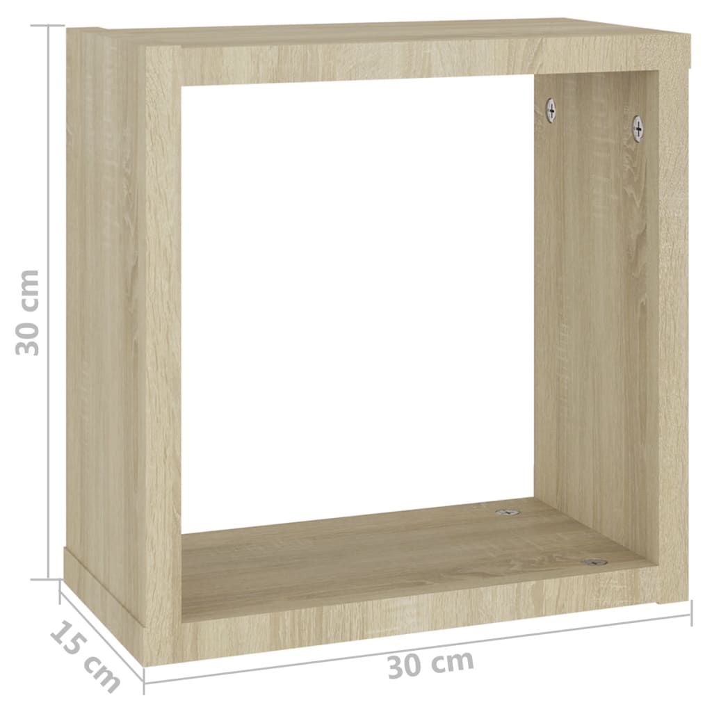 Prateleiras de parede em forma de cubo 6 pcs 30x15x30cm sonoma