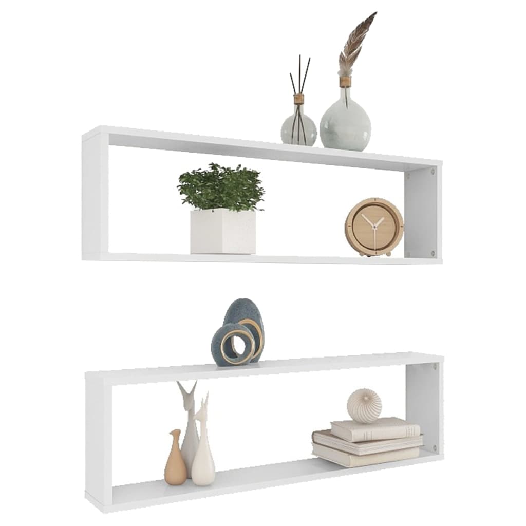 Prateleiras parede forma de cubo 2pcs contr. 100x15x30cm branco