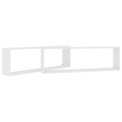 Prateleiras parede forma de cubo 2pcs contr. 100x15x30cm branco