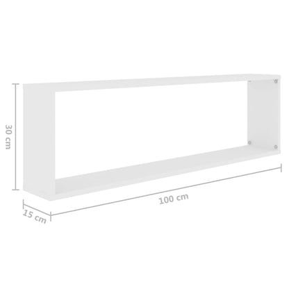 Prateleiras parede forma de cubo 2pcs contr. 100x15x30cm branco