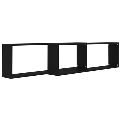 Prateleiras parede forma de cubo 2pcs contr. 100x15x30 cm preto