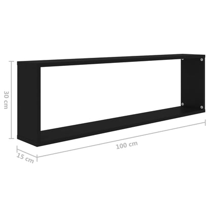 Prateleiras parede forma de cubo 2pcs contr. 100x15x30 cm preto