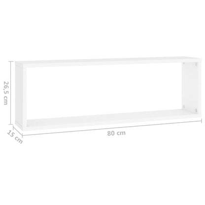 Estantes de parede cúbicas 2 pcs contrapl. 80x15x26,5 cm branco