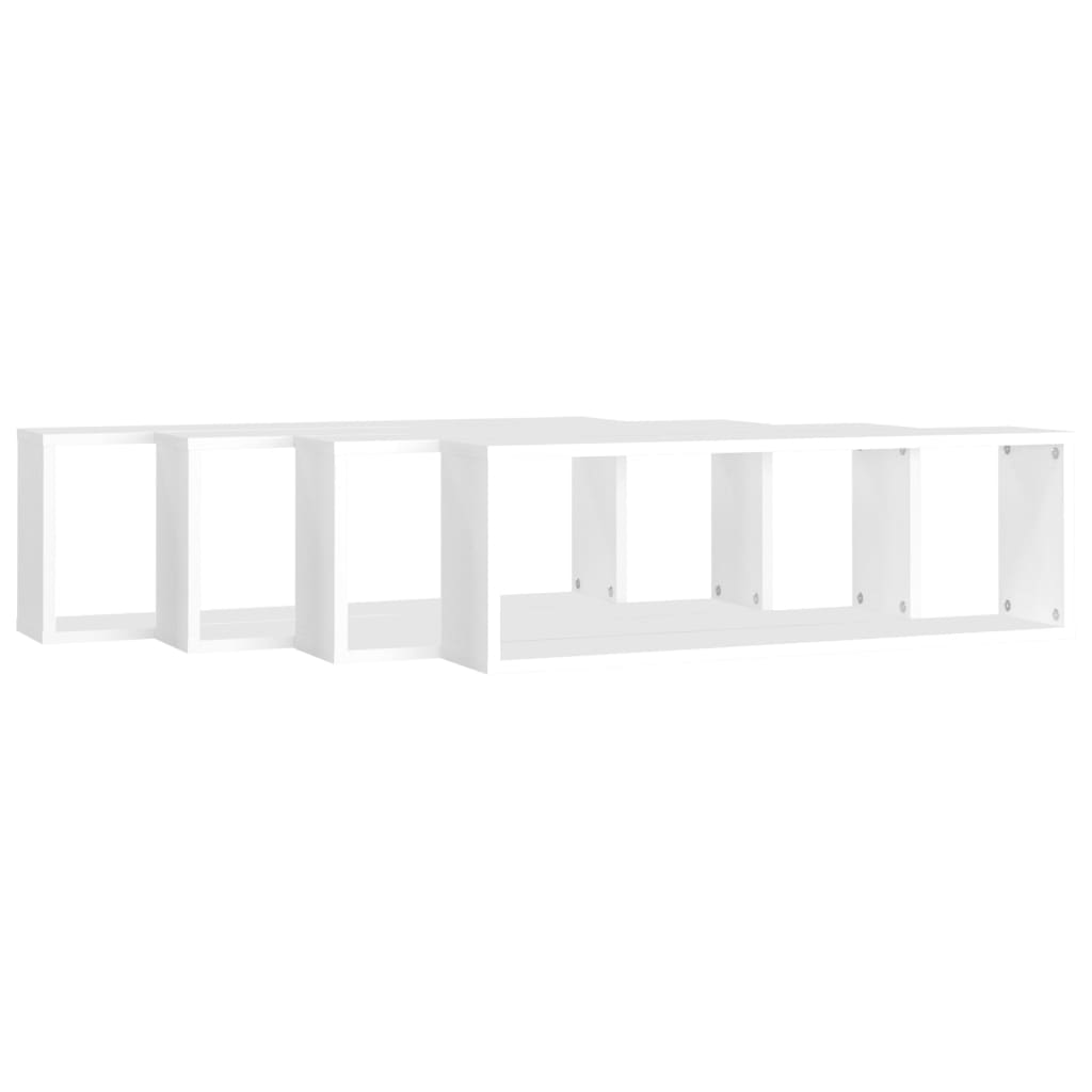 Estantes de parede cúbicas 4 pcs contrapl. 80x15x26,5 cm branco