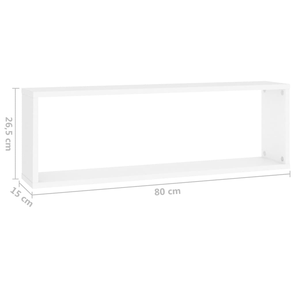 Estantes de parede cúbicas 4 pcs contrapl. 80x15x26,5 cm branco