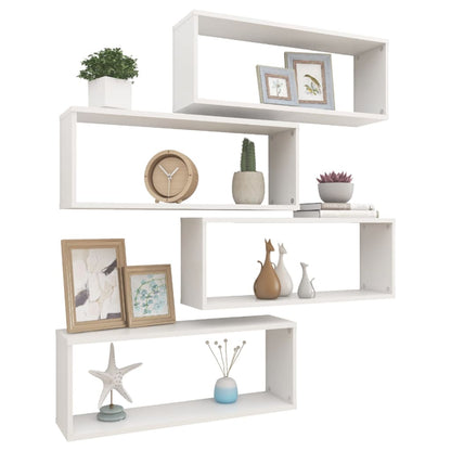 Prateleiras parede forma de cubo 4pcs contr. 60x15x23 cm branco