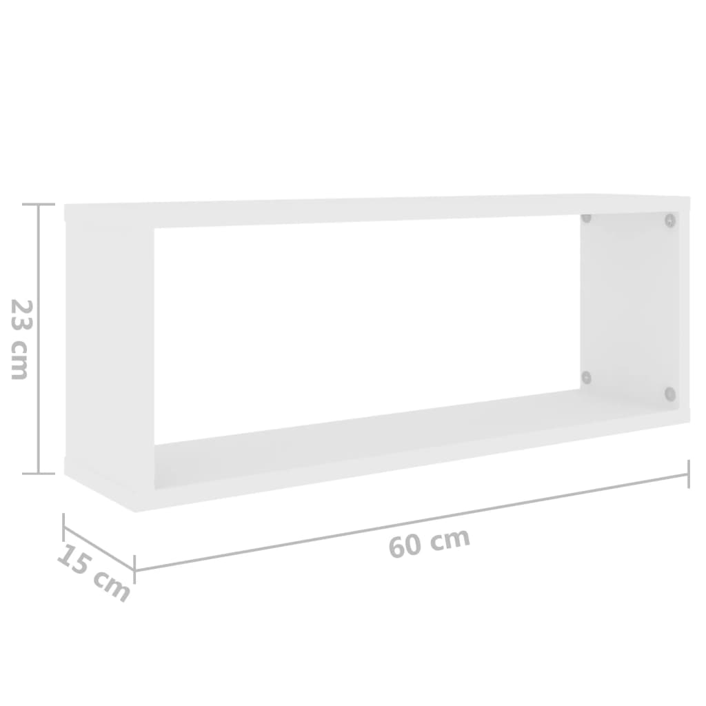 Prateleiras parede forma de cubo 4pcs contr. 60x15x23 cm branco