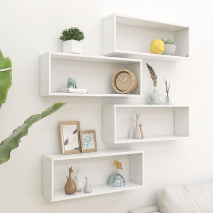 Prateleiras parede forma de cubo 4pcs contr. 60x15x23 cm branco