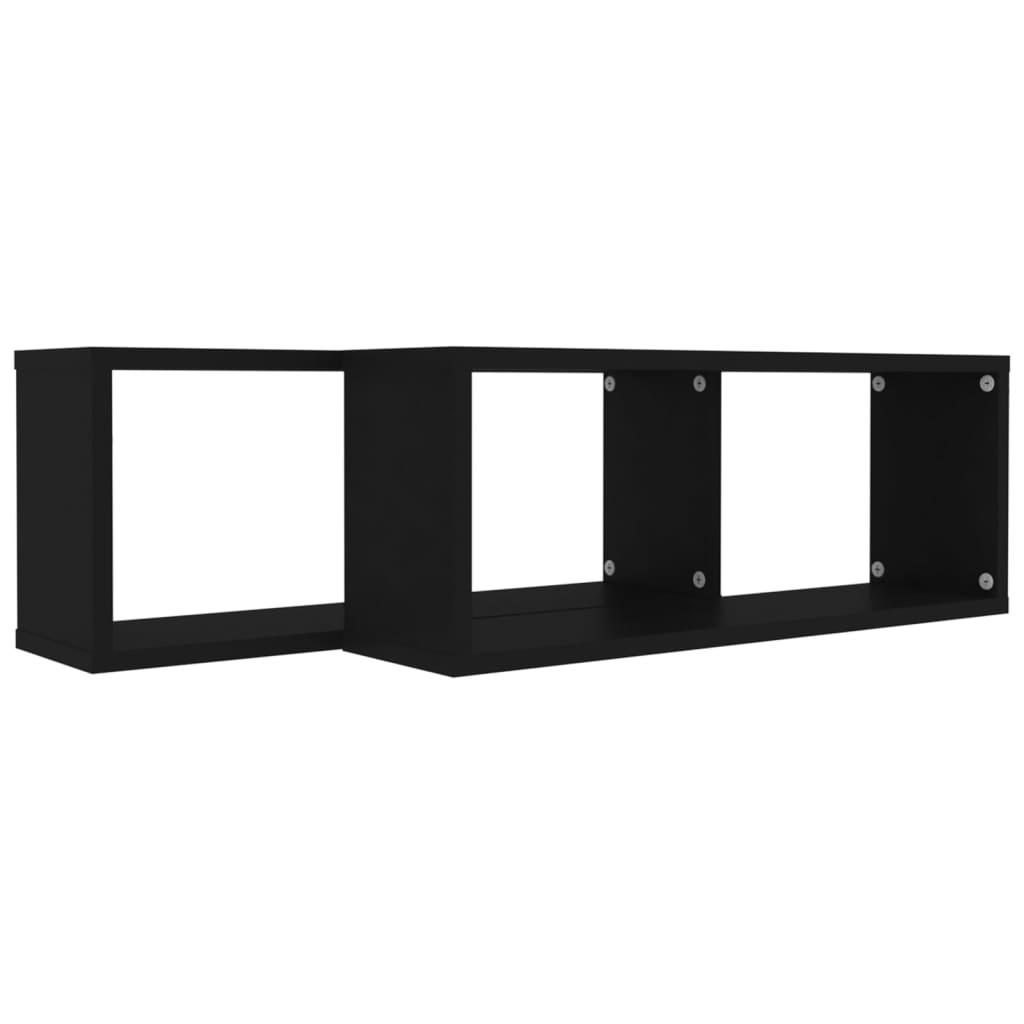 Prateleiras parede forma de cubo 2pcs contr. 60x15x23 cm preto