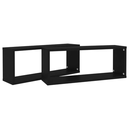 Prateleiras parede forma de cubo 2pcs contr. 60x15x23 cm preto