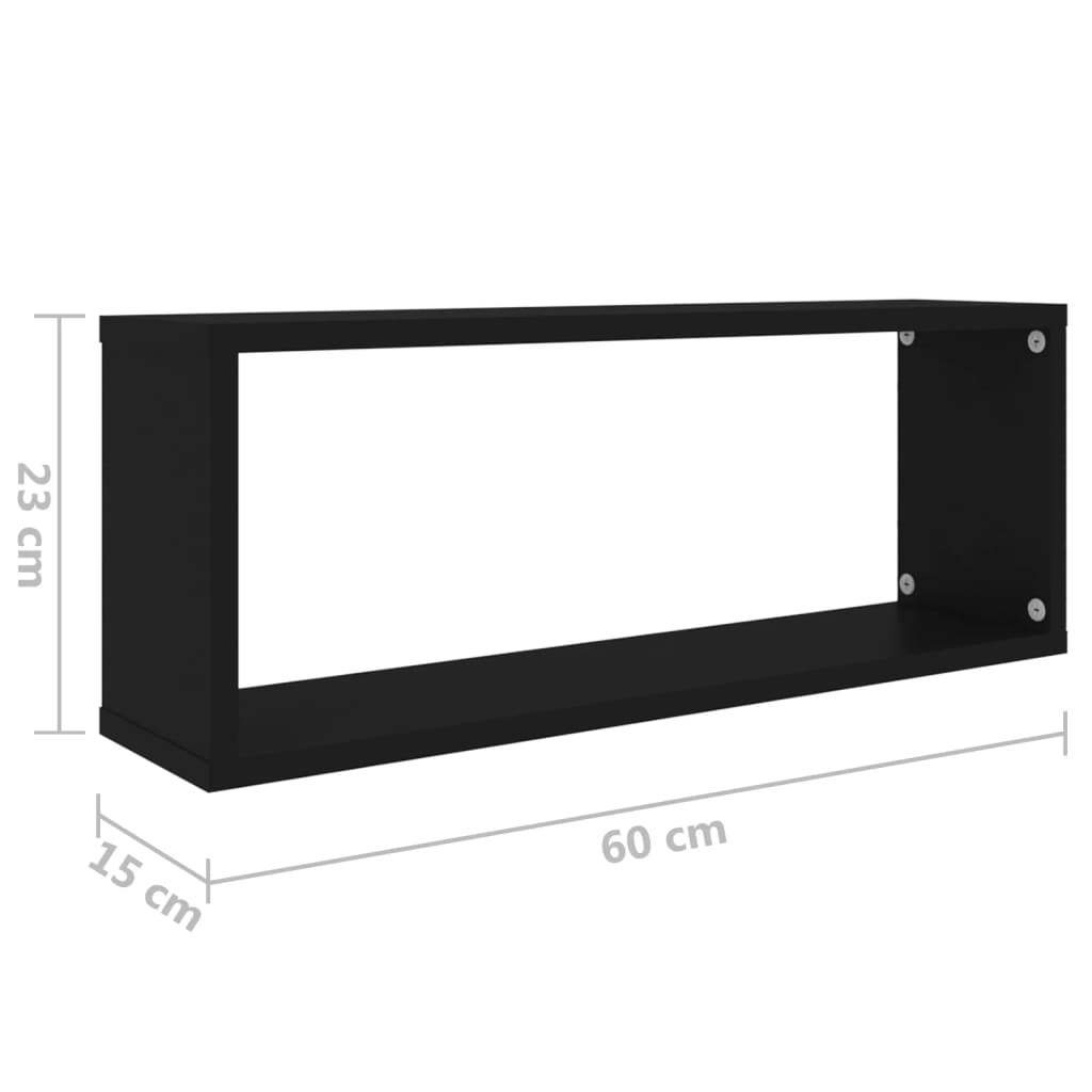 Prateleiras parede forma de cubo 2pcs contr. 60x15x23 cm preto