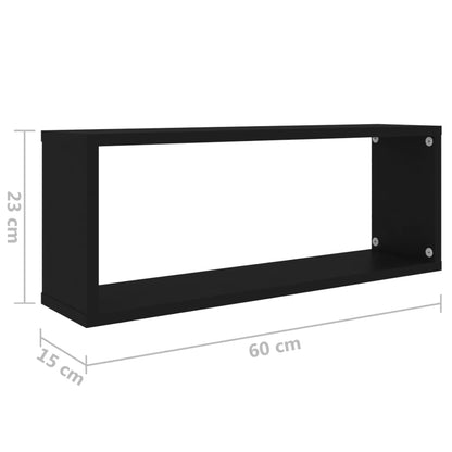 Prateleiras parede forma de cubo 2pcs contr. 60x15x23 cm preto