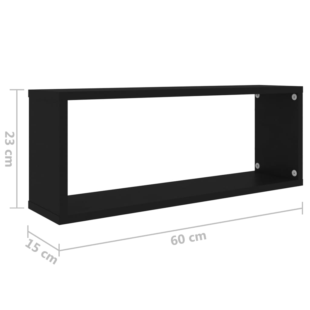 Prateleiras parede forma de cubo 4 pcs contr. 60x15x23 cm preto