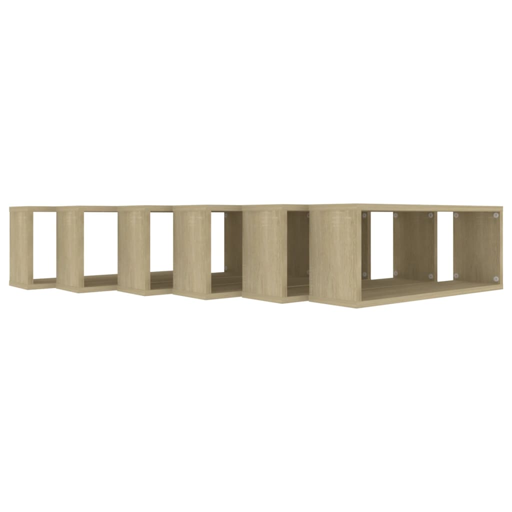 Prateleiras parede forma de cubo 6pcs contr. 60x15x23 cm sonoma