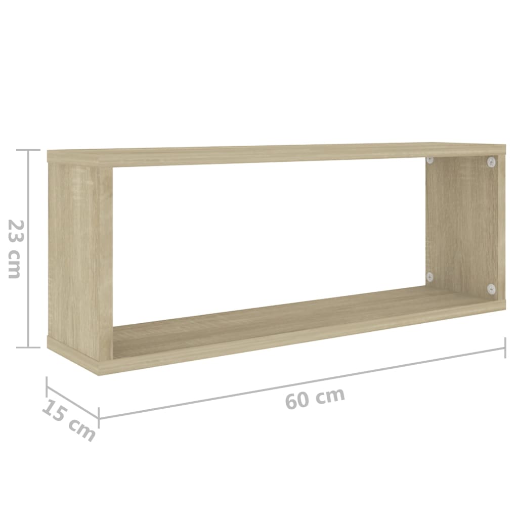 Prateleiras parede forma de cubo 6pcs contr. 60x15x23 cm sonoma