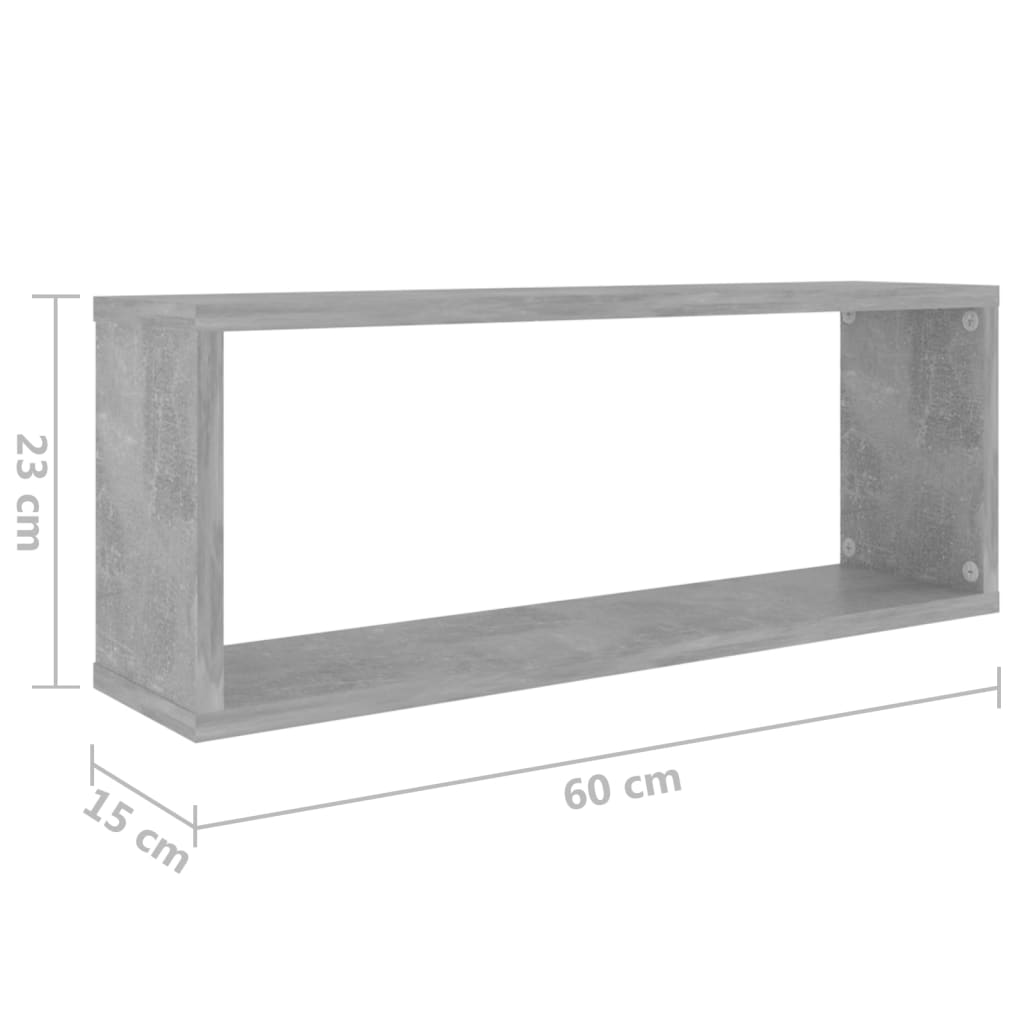 Prateleiras parede cúbicas 2pcs contr. 60x15x23cm cinza cimento