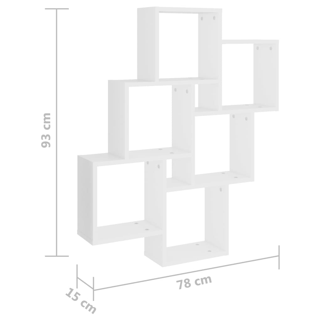 Estante de parede cúbica 78x15x93 cm contraplacado branco