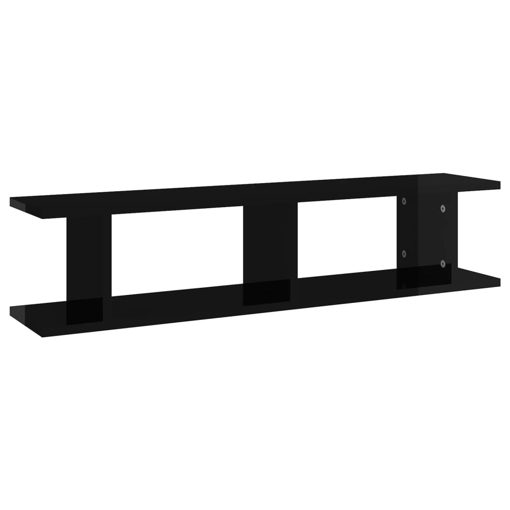 Estantes de parede 2 pcs 90x18x20 cm contrapl. preto brilhante