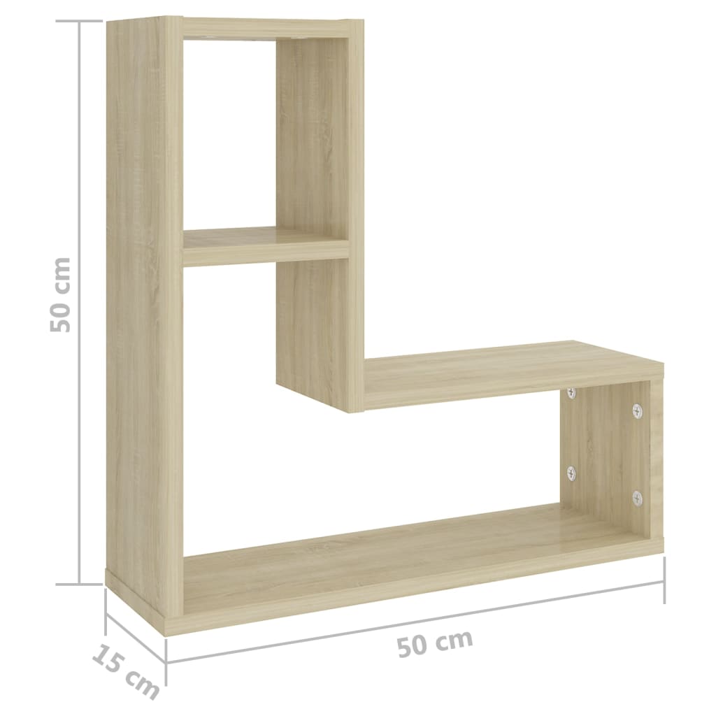 Estantes de parede 2 pcs 50x15x50 cm contrapl. carvalho sonoma