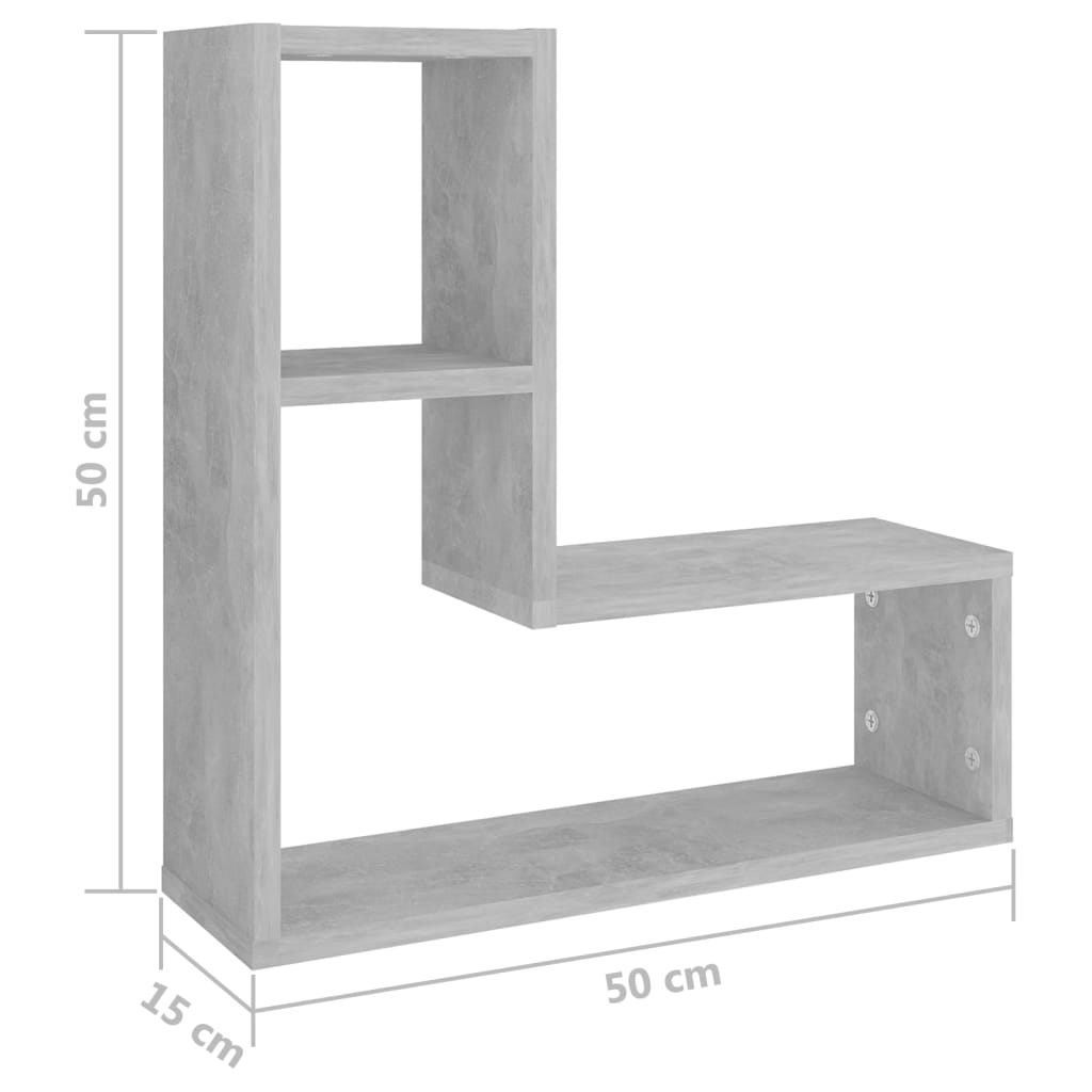 Estantes de parede 2 pcs 50x15x50 cm contrapl. cinza cimento