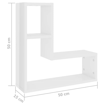 Estantes de parede 2 pcs 50x15x50 cm contrapl. branco brilhante