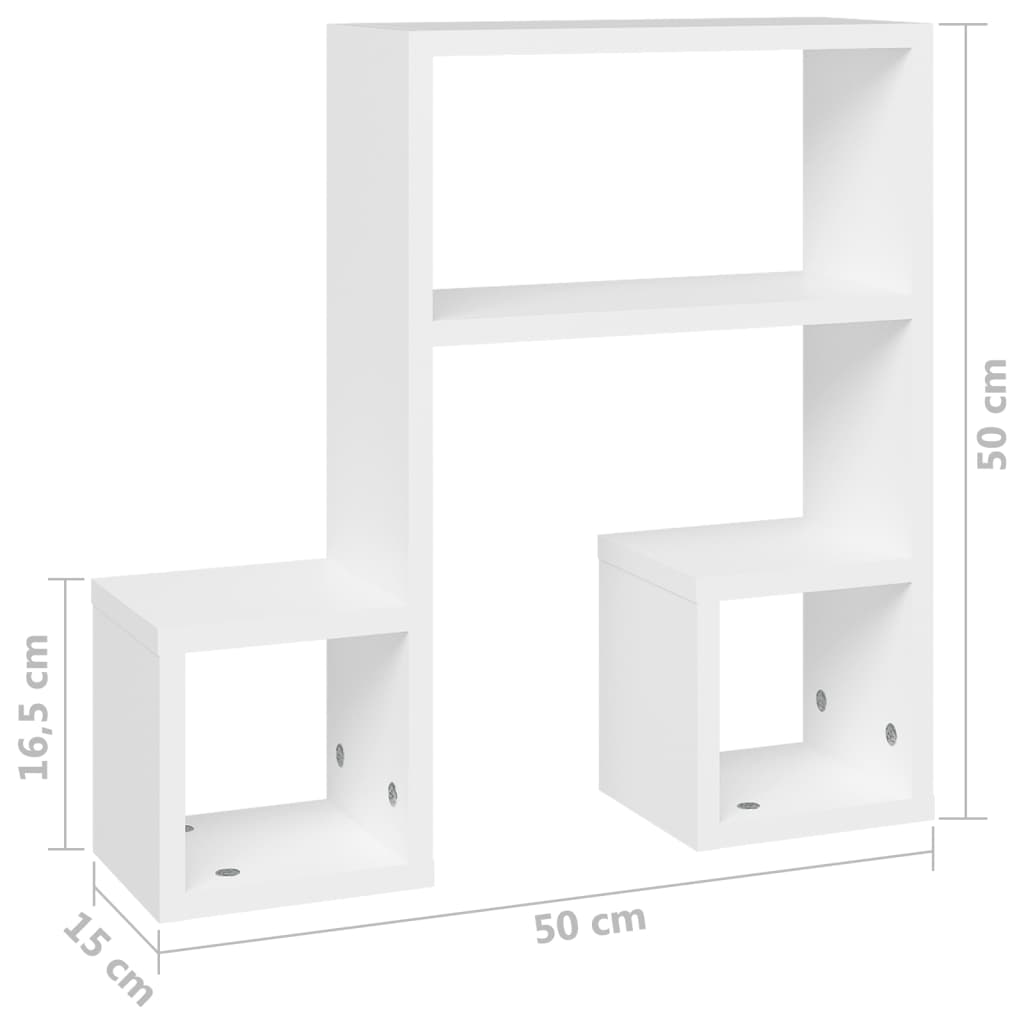 Estantes de parede 2 pcs 50x15x50 cm contraplacado branco