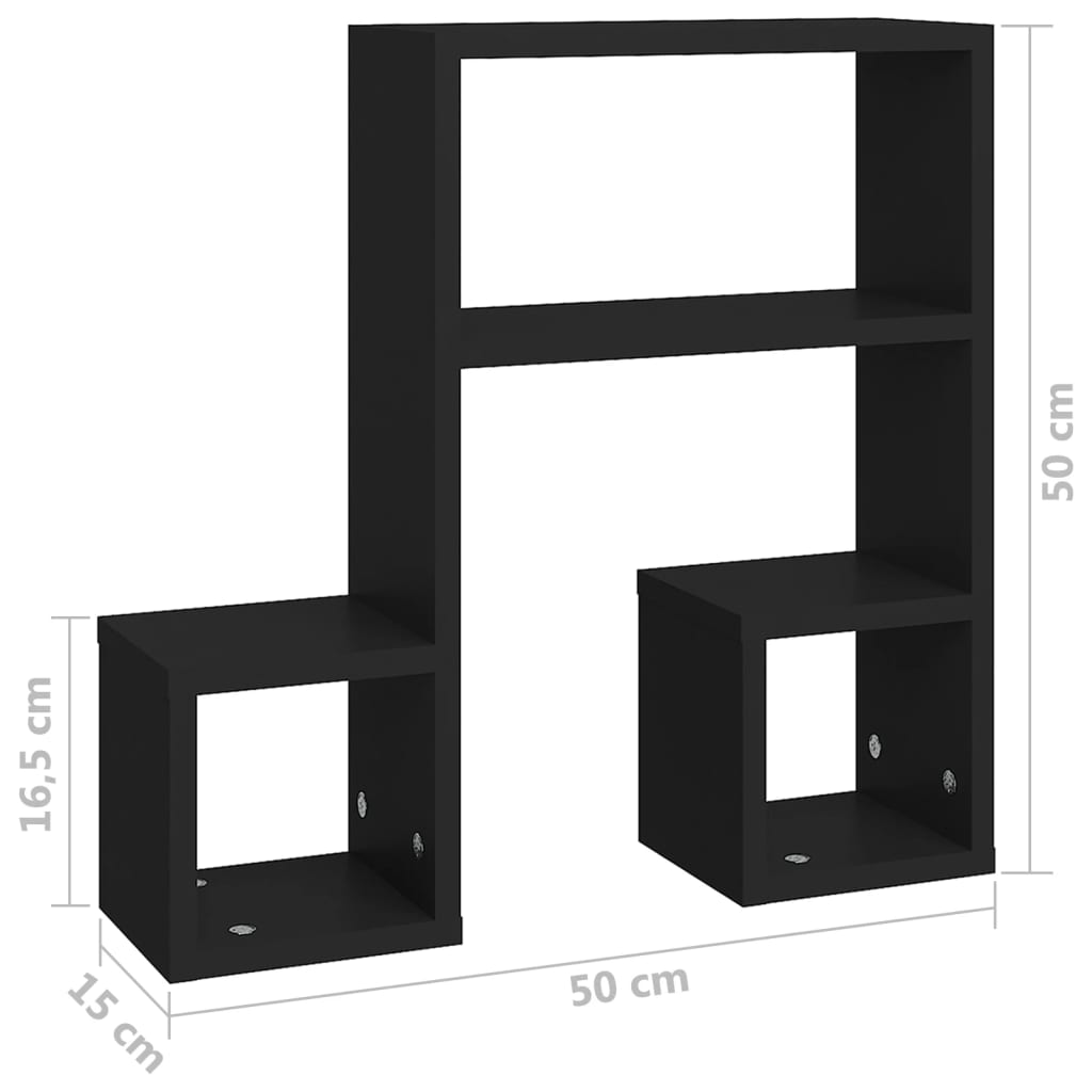 Estantes de parede 2 pcs 50x15x50 cm contraplacado preto