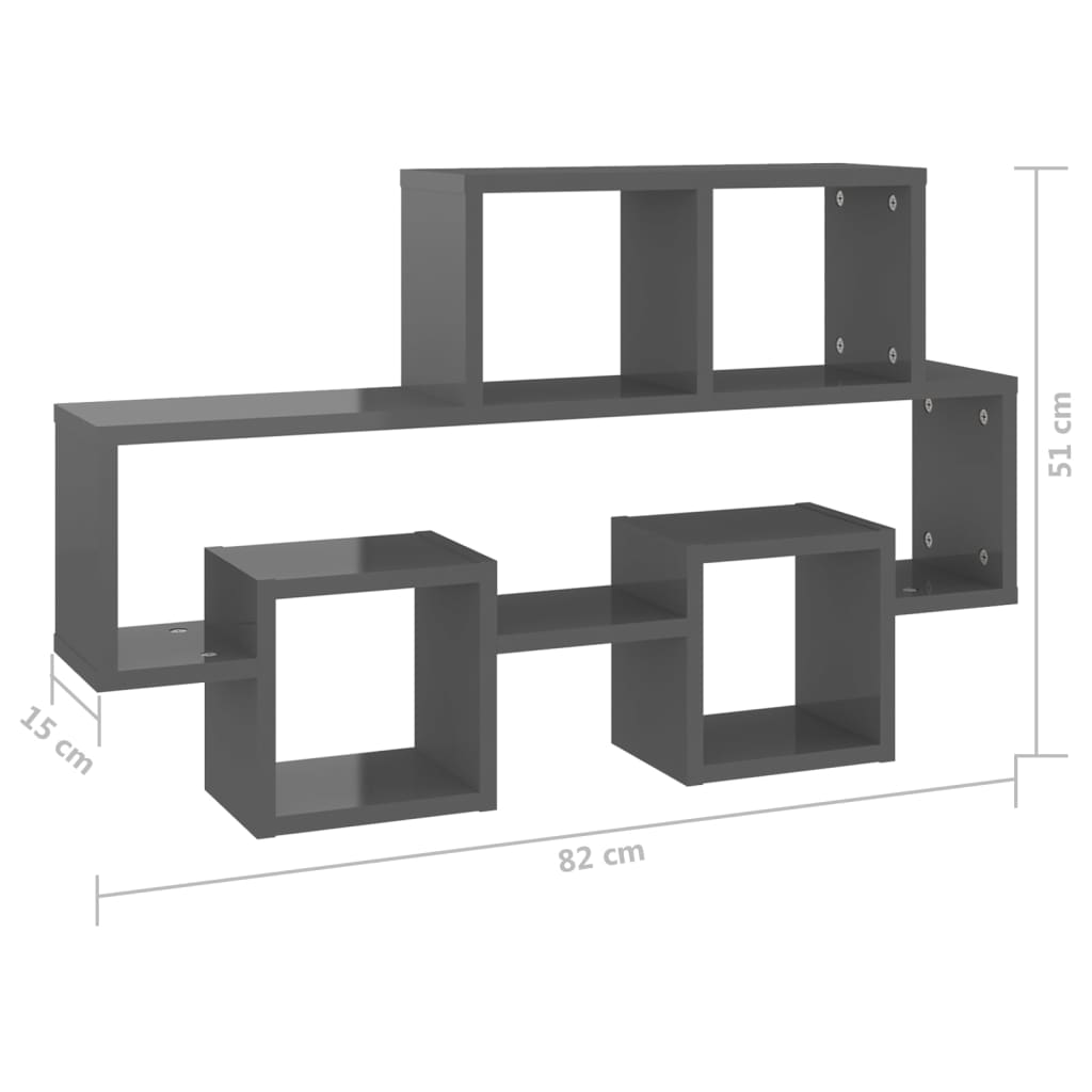 Prateleira parede carro 82x15x51 contraplacado cinza brilhante