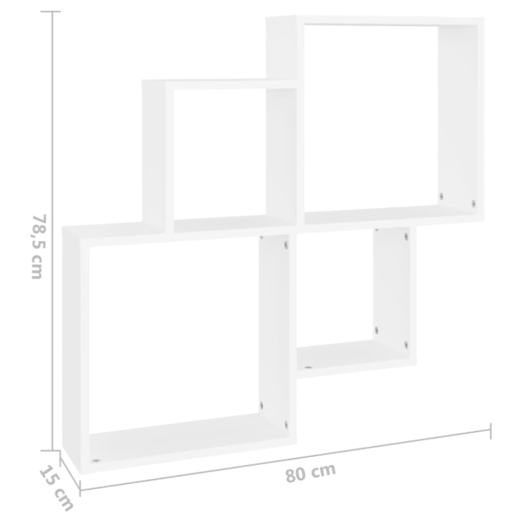 Estante de parede cúbica 80x15x78,5 cm contraplacado branco