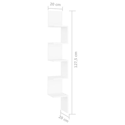 Estante de canto p/ parede contraplacado 20x20x127,5 cm branco