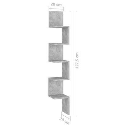 Estante canto p/ parede 20x20x127,5 cm contrap. cinza-cimento